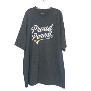 Mad Engine Proud Parent TShirt Mens 3XLT Gray New Rainbow Heart